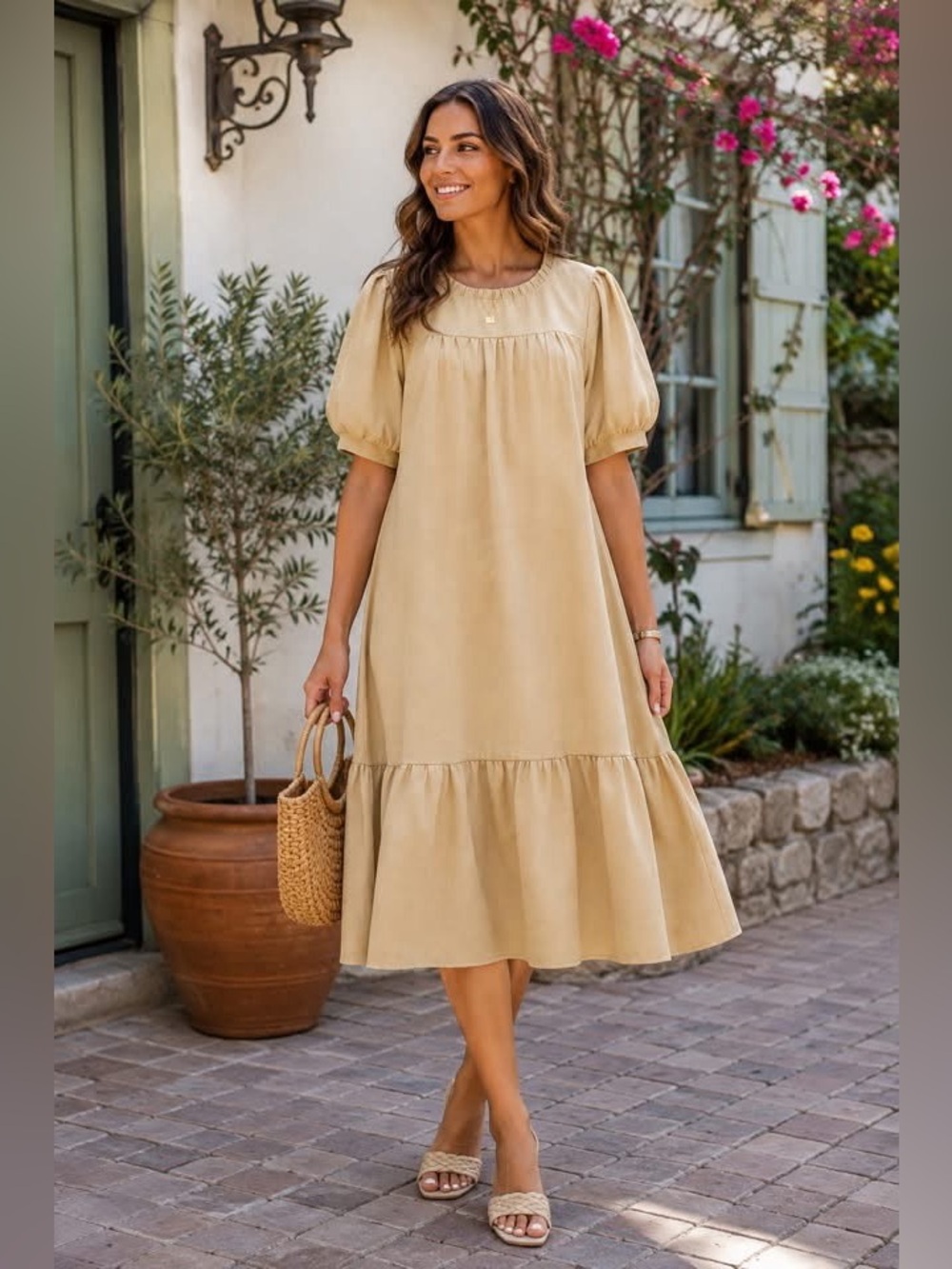 #8: NWT Waffle Knit Tiered Midi Dress